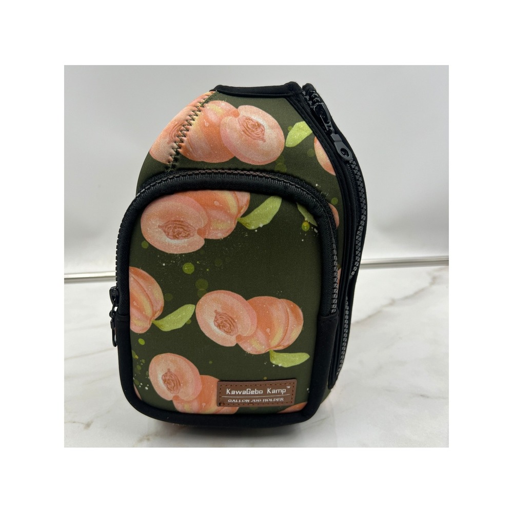 KawaGebo Kamp Neoprene Gallon Jug Holder Peach Print Insulated Sleeve Pockets